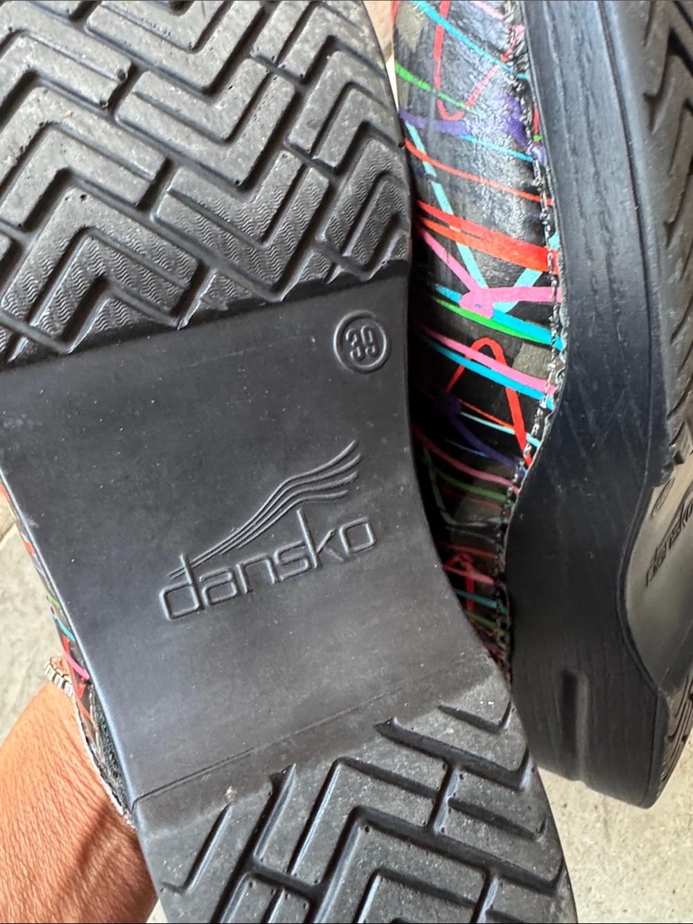 Dansko Black Multi-Color Patterned Clogs - Picture 3 of 6